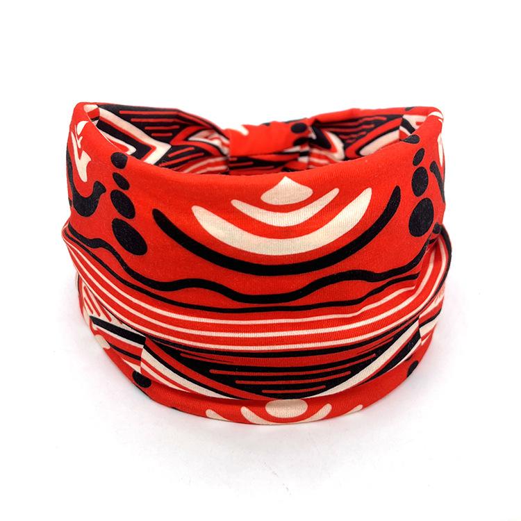 European American Women's Hair Band African Print Pattern Wide Edge Elastic Knot Sports Yoga Headband Women's Headwear Hair
