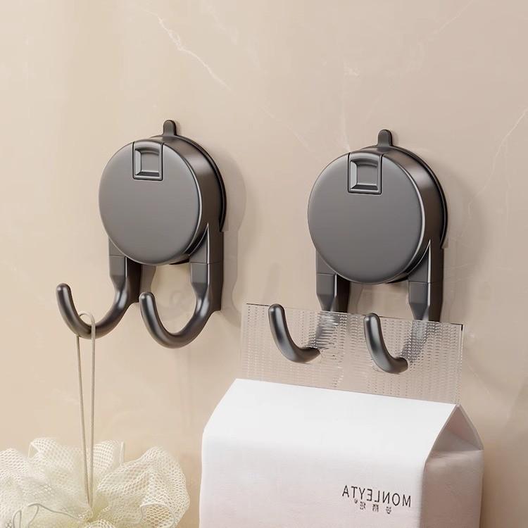 Multi-function Suction Cup Tissue Holder: Double Hooks for Kitchen & Bathroom