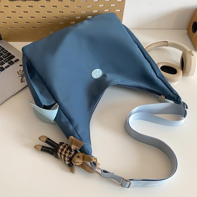 Canvas Bag Women's High End Versatile Niche Dumpling Bag Solid Color One Shoulder Crossbody Bag