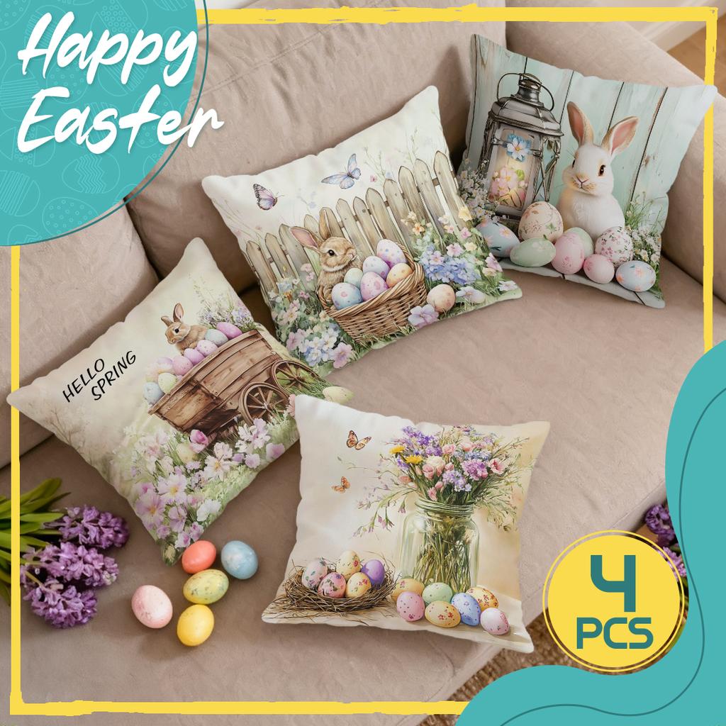 Easter Egg Cushion Pillowcase Printed Polyester 40/45/50Cm Throw Pillowcover Decorative Sofa Cushion Pillowslip Home Decor