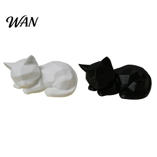 Minimalist Cat Sculpture 3D Printed Sleeping Figurines, Geometric Statue, Cute Low Poly Statue Art Crafts Decoration for Home Office Desktop