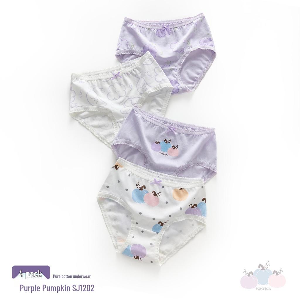 Warm Buds Girls' Pure Cotton Cartoon Underwear, 6-12 Years, Triangle Style