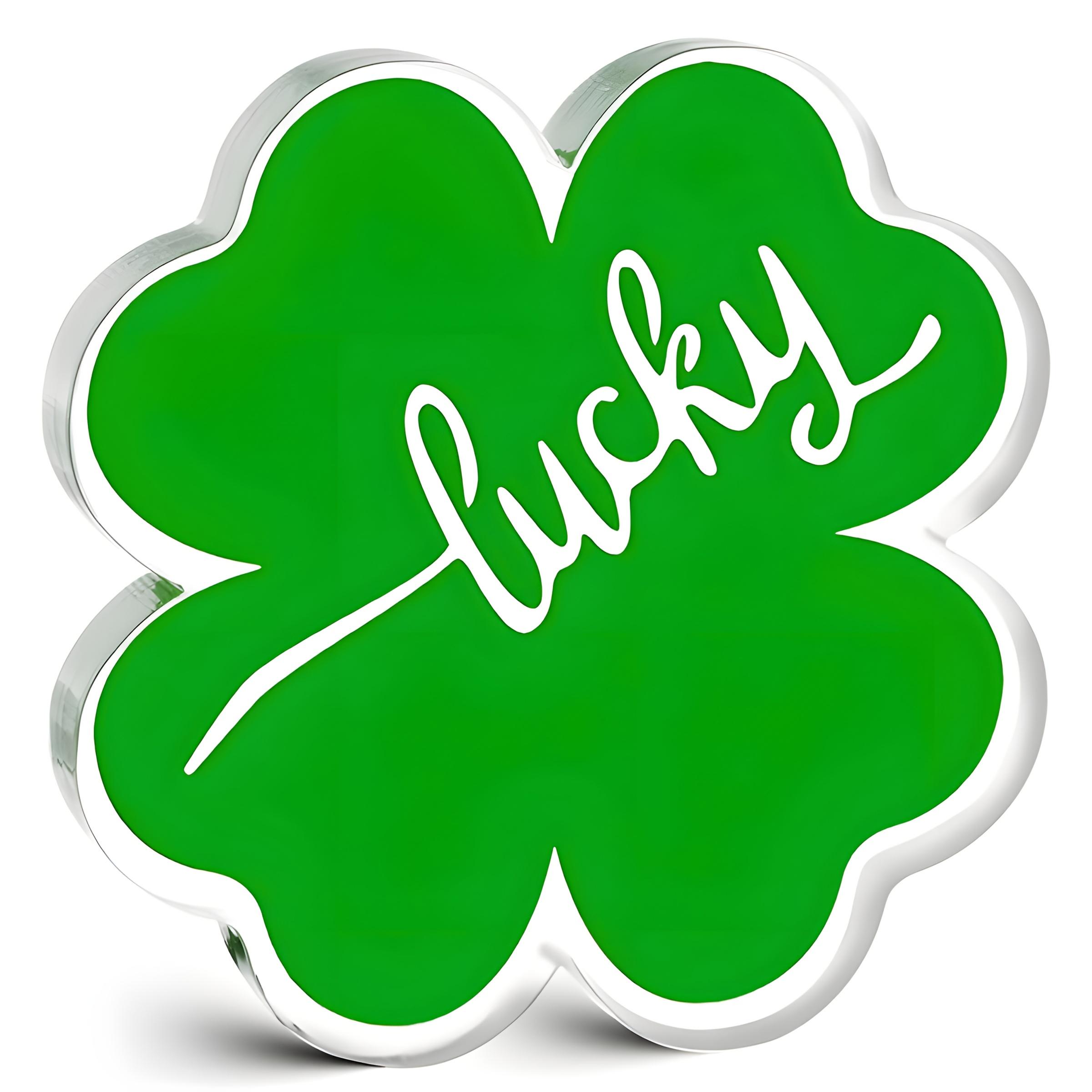 1pc Lucky Clover Decoration - Four-Leaf Clover with Good Luck Symbol, Green & White Accent - Acrylic Desktop Ornament, Four Seasons Decoration 10*10cm