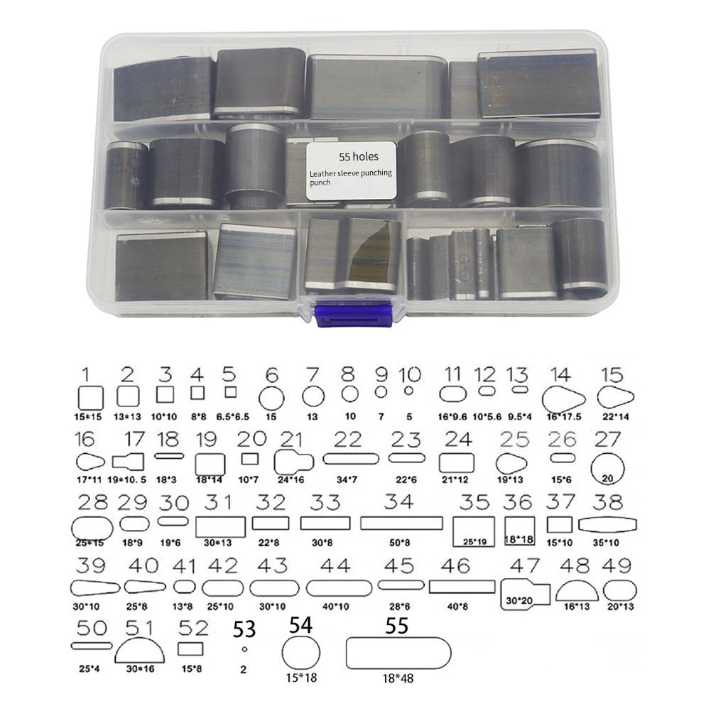 55 Pcs High-Speed Leather Punch Tool Kit Versatile Hole Cutter Set  For Sewing Carving Punching Stamping