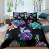 Succulents Bedding Set, Exotic Flower Duvet Cover Twin Size For Kids Boys Girls, Branches Leaf Floral Polyester Comforter Cover