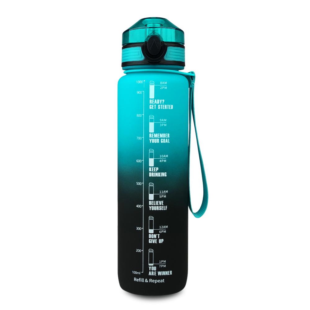 Gradient Tritan Sport Water Bottle - 1L Food-Grade Plastic Fitness Kettle