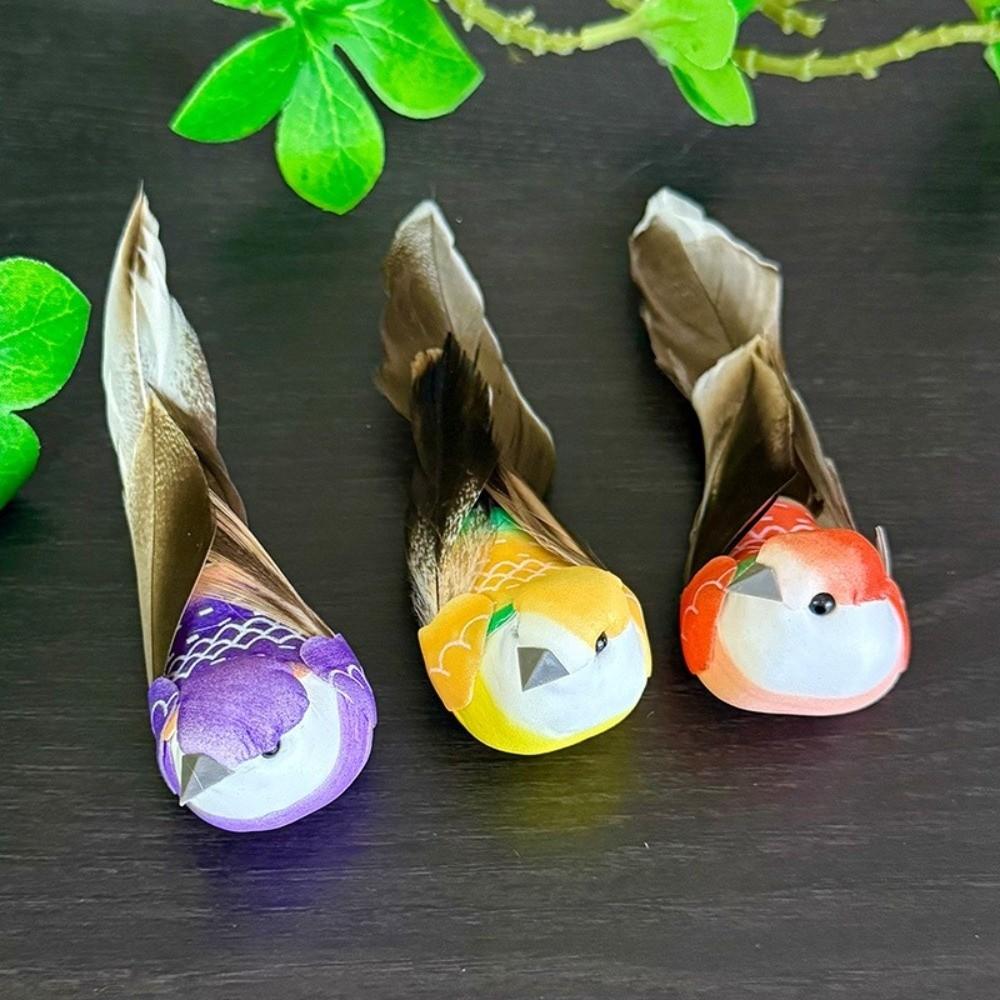 6pcs Photography Props Simulation Birds Colorful Artificial Birds  for Wedding Festival Home