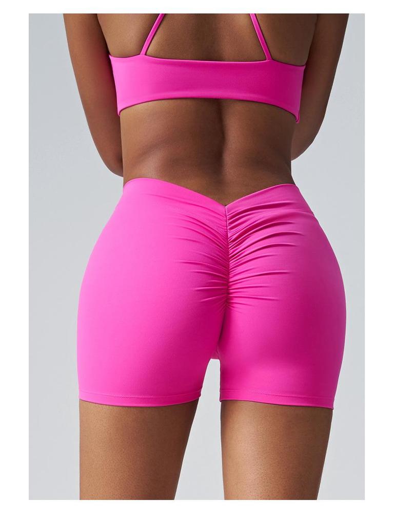 Wharton Women's Quick-Dry Sports Running Shorts - Breathable, V-Waist, Peach Hip Design