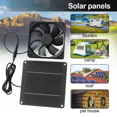 4W Sada solárního panelu s ventilátorem 12V Monokrystalický křemíkový solární panel s ventilátorem Solárně napájený Ventilátor pro odvětrávání kurníků, skleníků, zahradních domků, domků pro mazlíčky