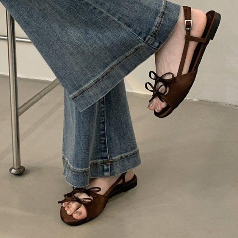 Fashion Flats Women Sandals Bow Designer Shoes Woman Slippers Summer 2025 New Casual  Walking Slides Fashion Dress Sandalias De Mujer