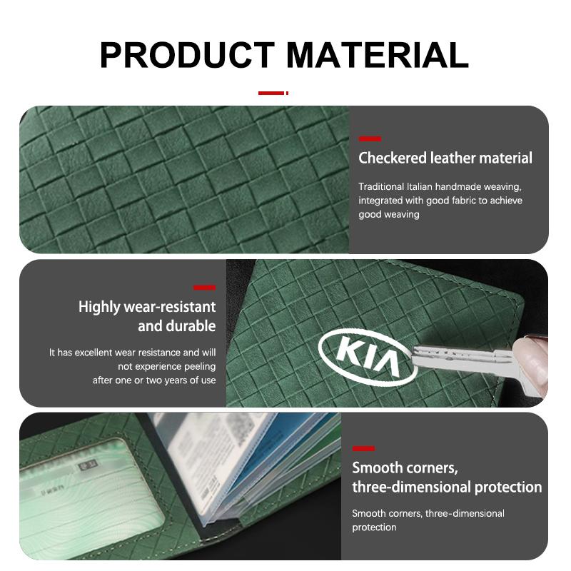 OWVZ1 Suede Car Driver License Cover Bank Card Credit Card Holder Accessories For KIA Cerato Proceed Venga Stonic Picanto Sorento