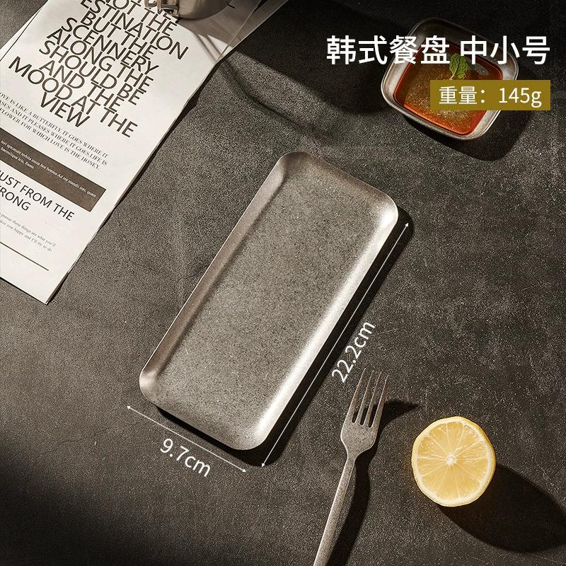 Stainless Steel Vintage Snowflake Silver Square Tray Bread Barbecue Steak Plate Dinner Plate Dessert Dinnerware Decorative Tray
