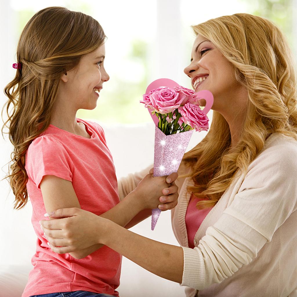 60 Peças Embalagens para Flores Coração de Dia dos Namorados Flor Única 18,3 X 3,9 Polegadas Papel de Embrulho para Buquê de Flores Caixas Coração Para Flores Coração de Amor F