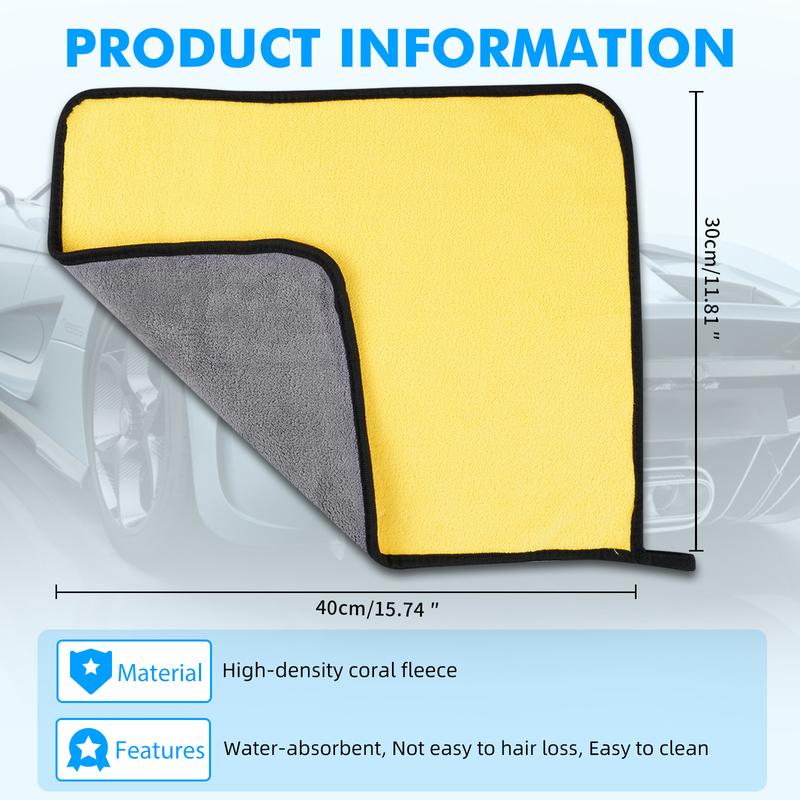 3pcs/set 30*40cm Microfiber Car Cleaning Towels Car Household Window Glass Quick Dry Car Wash Drying Cloth, Car Accessories
