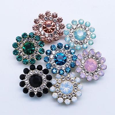 Apparel Sewing Sparkling Flower-shaped Crystal Glass Stone Clothes Decoration Rhinestone Buttons