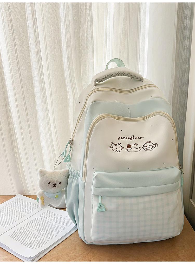 Schoolbag Female Korean Version Ins College Style Middle School Student Lightweight Backpack High Value Plaid Girls Travel Backpack