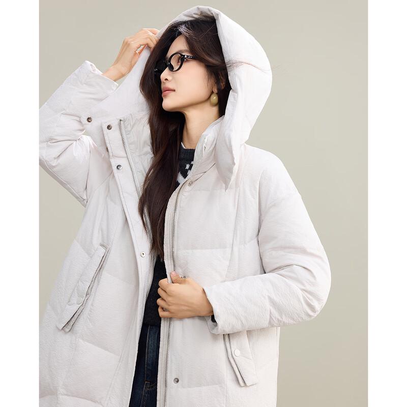 TERRE BLEUE Women's Hooded Mid-length Down Jacket