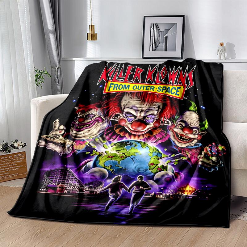 Horror Clown Circus Flannel Blanket Soft Warm All-Season Throw, Design for Camping, Car Travel, Hiking Sofa, Bed, Office Perfect Gift for Parties