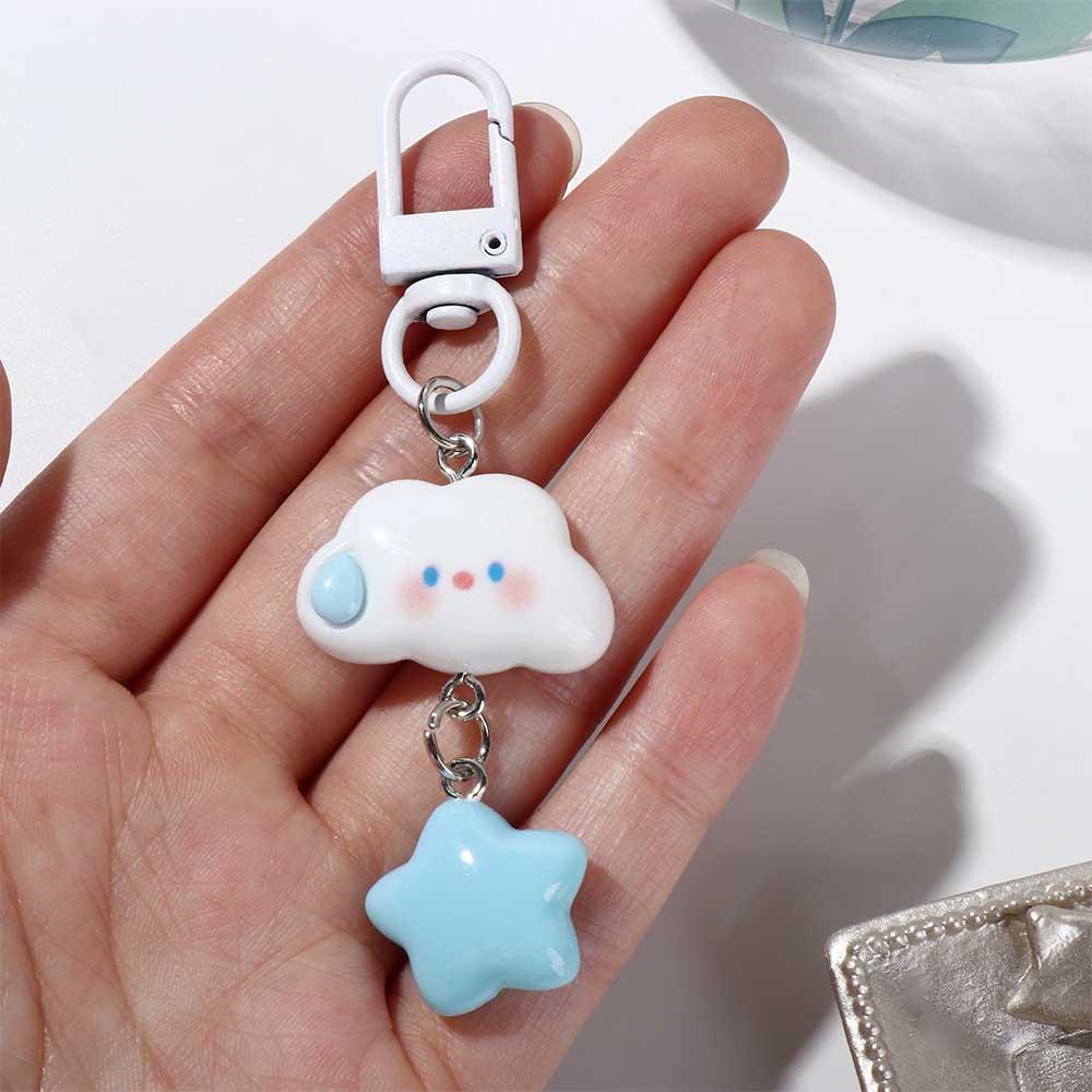 Cloud Cartoon Kawaii Keyring Blue Star Cloud Blue Star Keychain Handbag Pendant   Fun Decorative