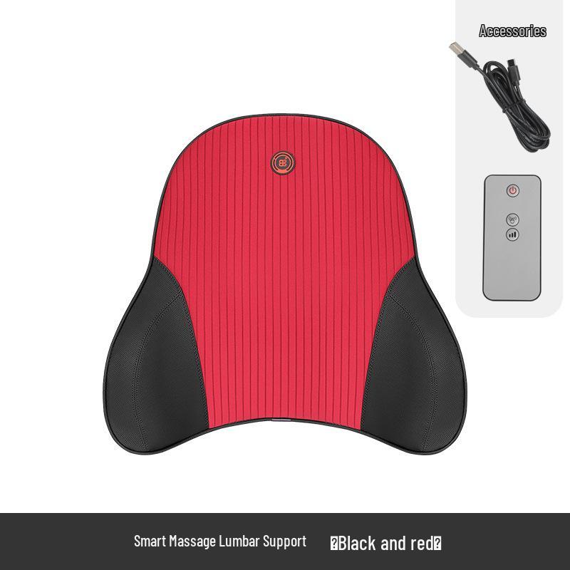 Electric Massage Lumbar Support Pillow - Memory Foam Car Seat Cushion with Remote Control.