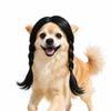 Black Twin Tails Pet Costume Wig Brown Curly Pet Hairpiece Funny Dog Wig  Festival Dress-Up