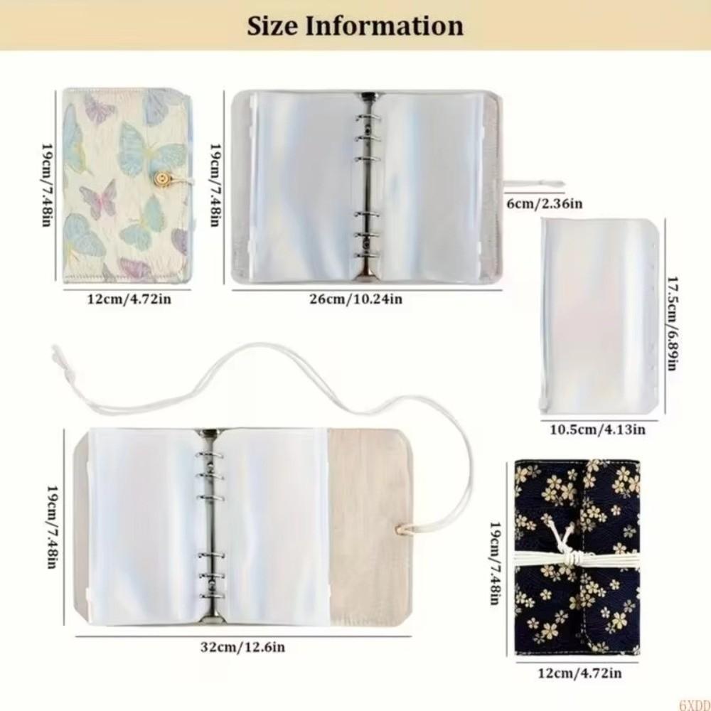 Zippered Binder Pocket Detachable Ring Needle Storage Bag 6 Hole PVC 12 Zippered Pocket Knitting Needle Case