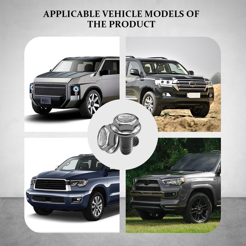 4PCS Car Top Front Skid Plate Bolts, Automotive Replacement Bolts, 12 mm Hex Head Stainless Steel Skid Plate Screws Replacement for 4Runner FJ