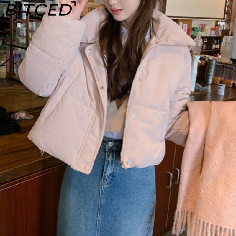 BITCED Down-Filled Cotton Jacket: Petite Niche & Distinctive Quilted Coat for Women Autumn/Winter High-Waisted Short Cotton Jacket