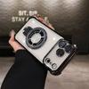 Fashion Plating Armor Magnetic Bracket Transparent Cases For iPhone 17 Air 16 Pro Max Four Corner Airbag Enhance Anti-Drop Cover