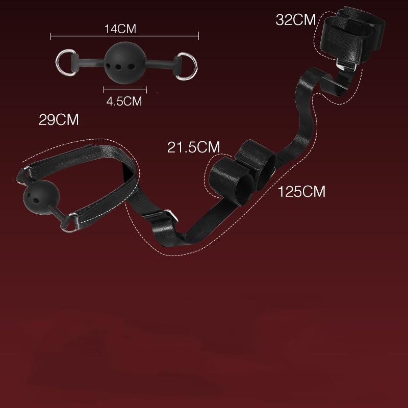Sex Bondage Set Handcuffs + Footcuffs + Gag SM BDSM Dog Bones Silicone Gag Balls Drooling Sex Furniture Couple Play Toys Cosplay