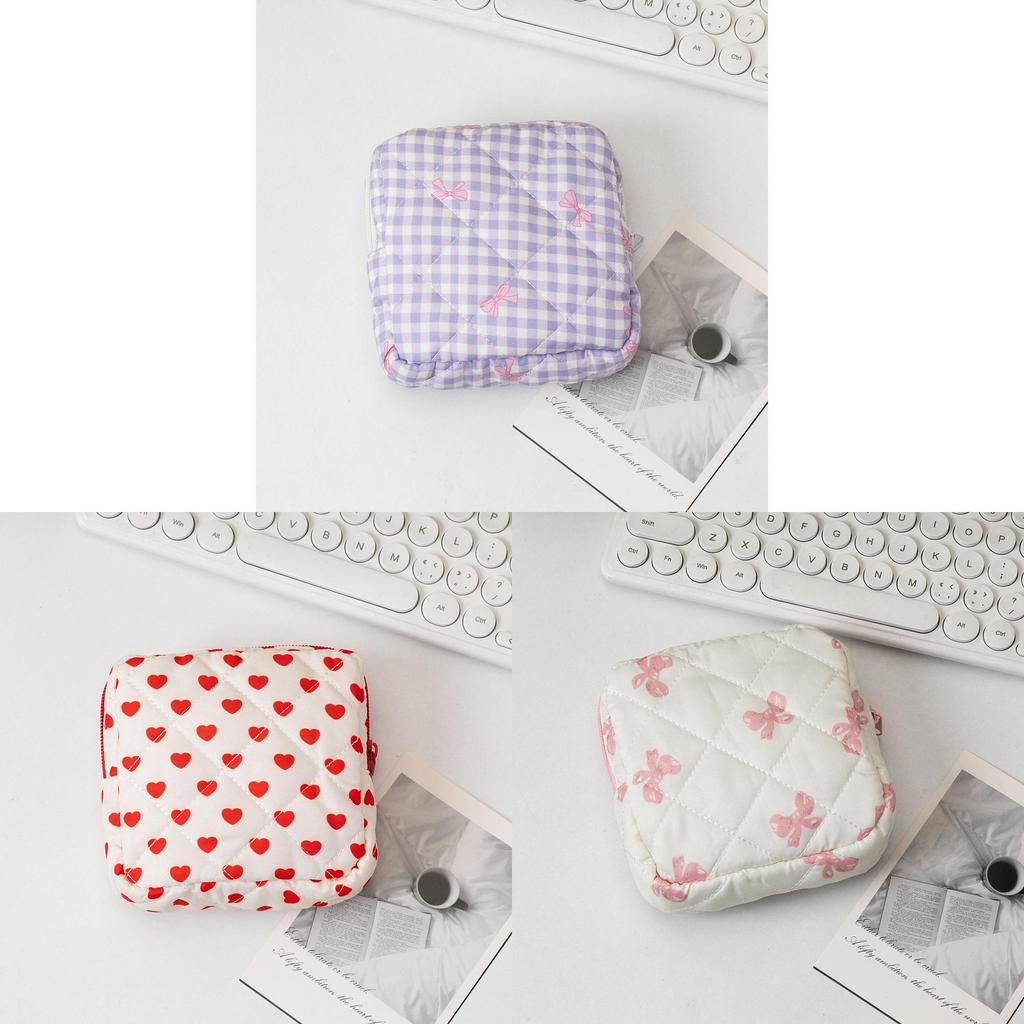 Heart Pattern Travel Makeup Bag With Breathable Cotton For Women And Men