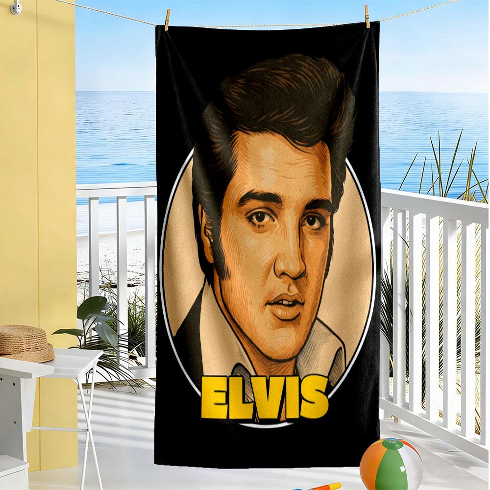 Christmas Elvis Artwork Beach Towel Super Soft Microfiber Quickdry Fabric Comfortable Lightweight