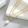 Two Layer Pearls Chokers Necklace Sturdy Titanium Steel Minimalist Jewelry Comfortable for Women Gift