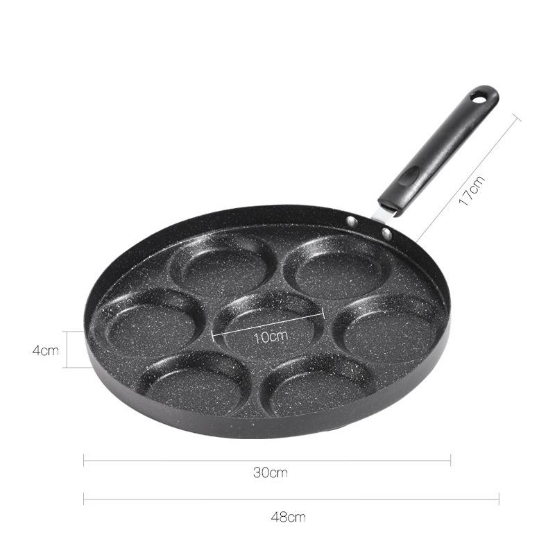 Non-stick Household Breakfast Frying Pan for Making Fried Eggs, Burgers, or Steaks with Four Holes.