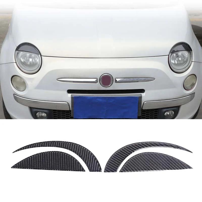 

Soft carbon fiber For Fiat 500 2007-2015 Car Front Headlight Eyebrow Eyelid Trim Sticker Auto head Lamp Decoration Decals