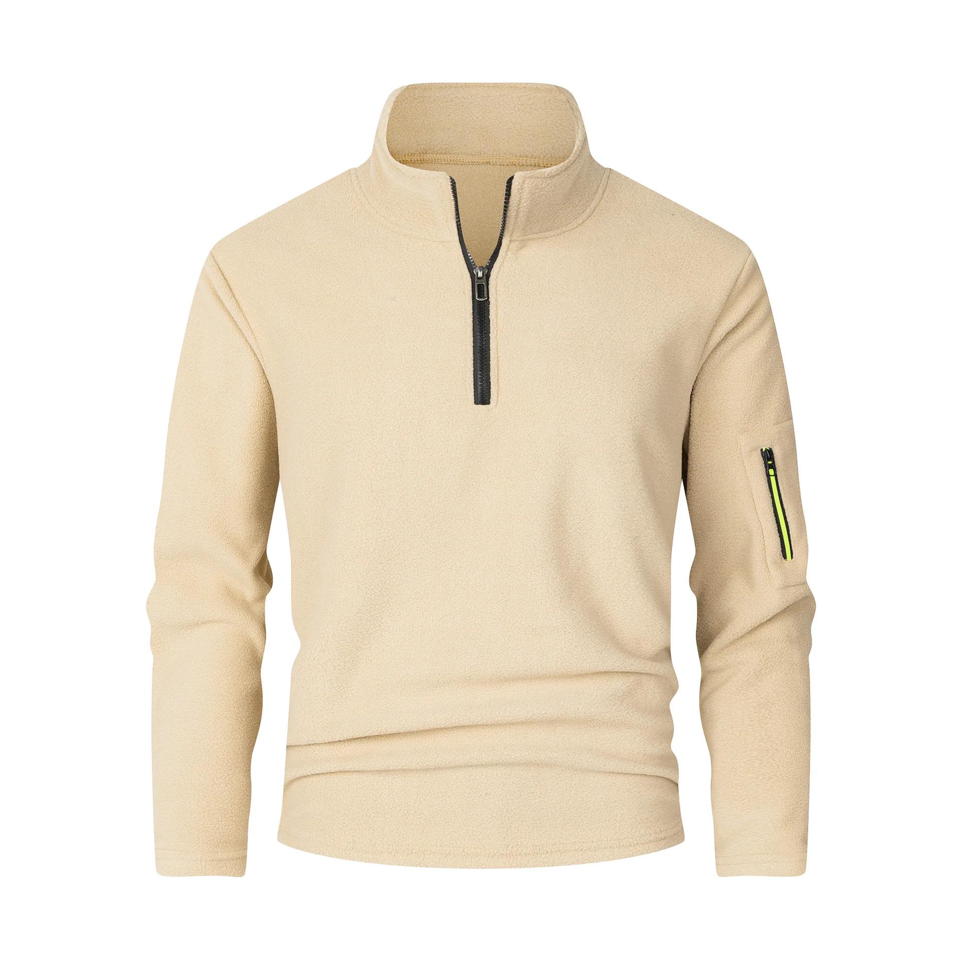 

Мужские осенне-зимние толстовки с воротником-стойкой, флисовая толстовка на половину молнии, повседневный утолщенный пуловер с капюшоном XXXL