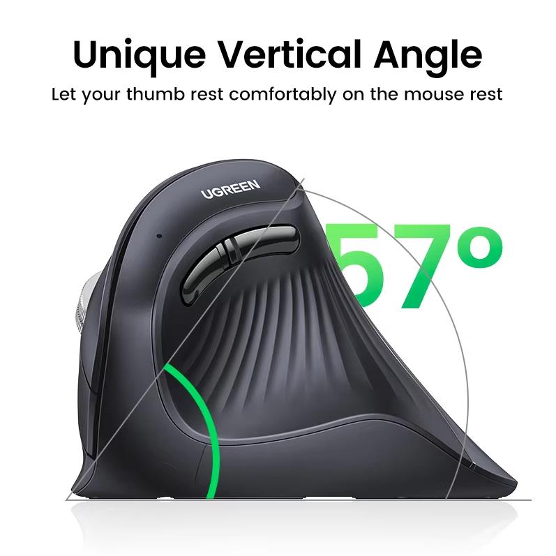 UGREEN ergonomic mouse, wireless Bluetooth vertical mouse, Type-C charging vertical grip mouse, anti mouse hand soft sound mouse