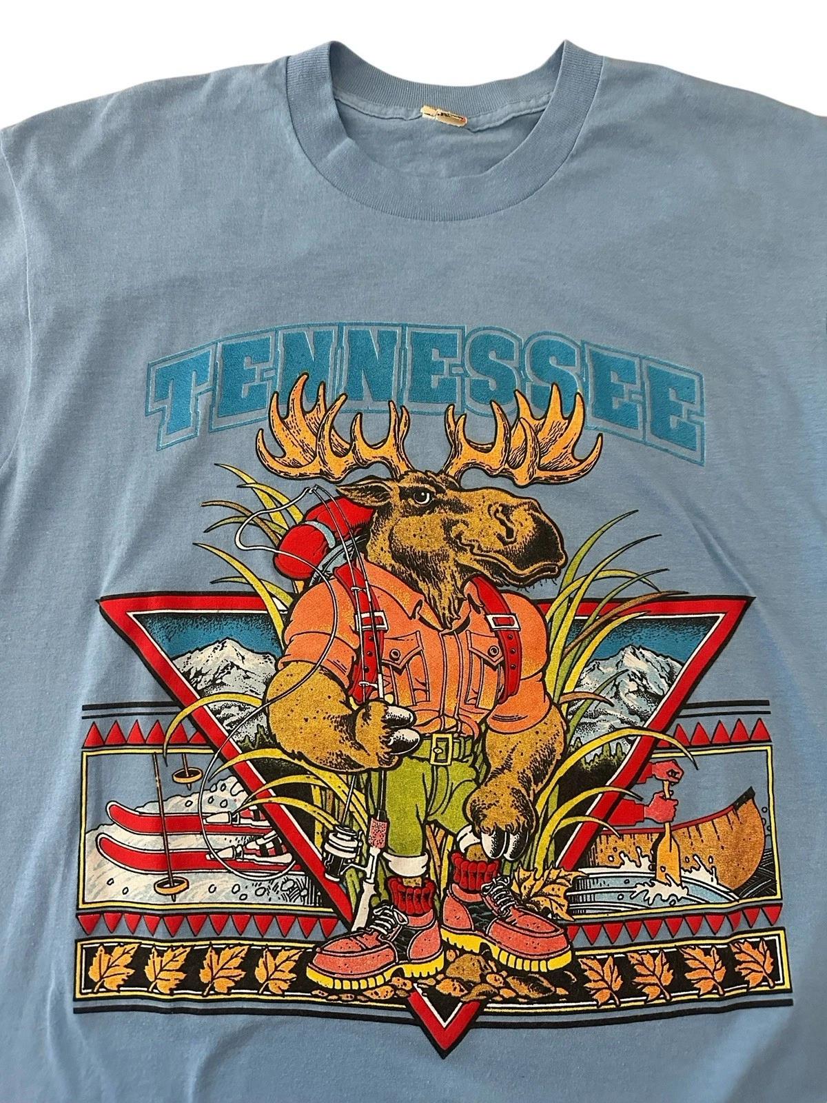 

Vintage Tennessee Fishing Shirt Men’s Medium Blue 80’s 90’s Moose USA Nature M