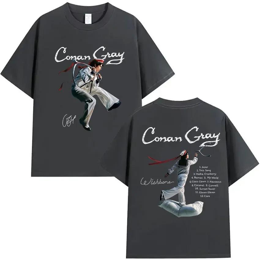 Conan Gray Wishbone World Tour 2026 T Shirt Men's Vintage High Quality Fashion T-shirts Man Hip Hop Short Sleeve Cotton T-shirt