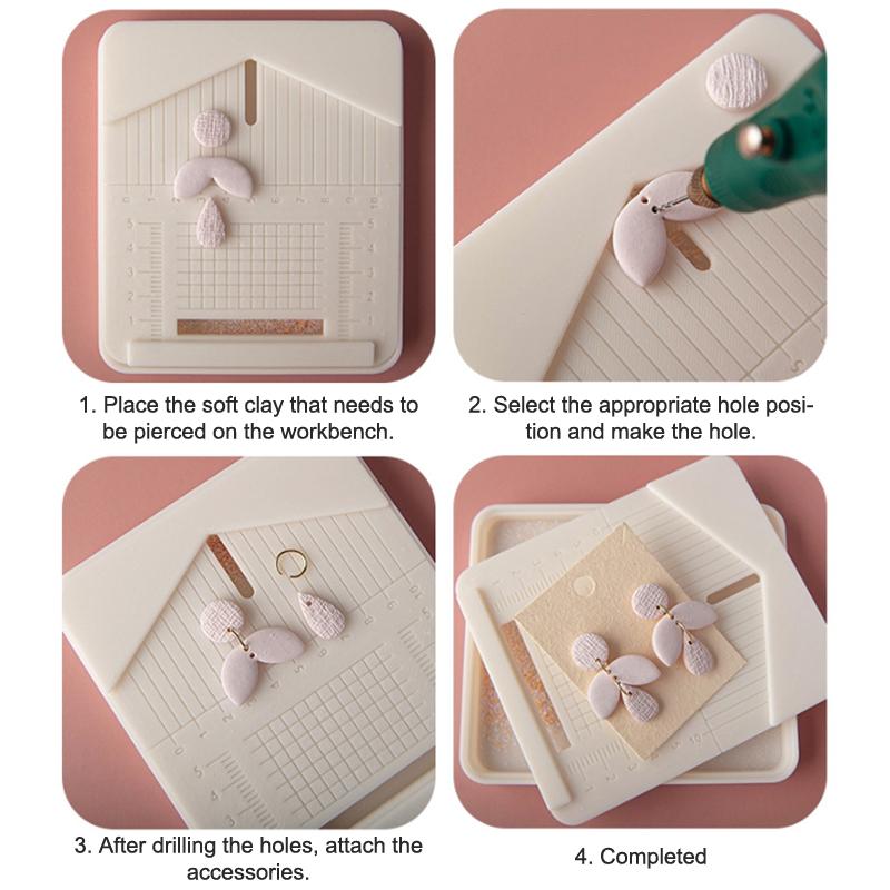 Steckerstift-Einbettungswerkzeug für Polymer Clay Ohrring-Gitterabdeckung Ohrring-Bohrständer Tonformen Pla Führungslöcher-Maker mit Staubbox