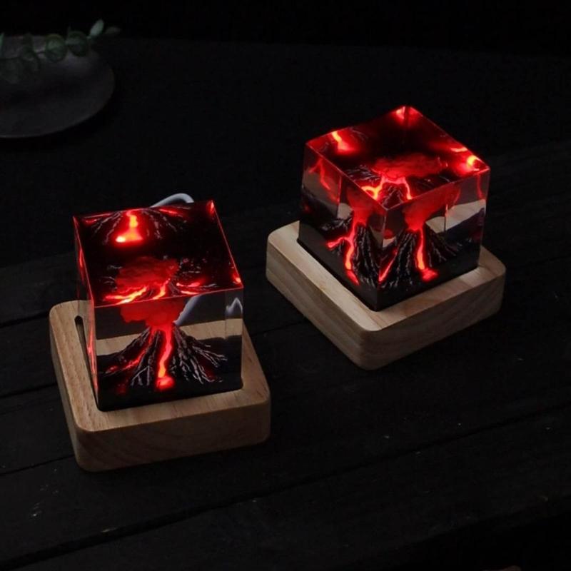 Striking Fire Sculpture Volcano Eruptions Night Light Impressive Detailing Eruptions Sculpture Night Lamp Home Decors