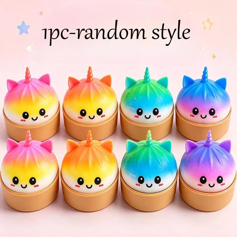 Squishy Stoom Broodje Dumpling Speelgoed Eenhoorn Kat Knijpspeelgoed Langzaam Rijzend Glitter Stressbal Rekbaar Ontspannend Fidget Speelgoed orange