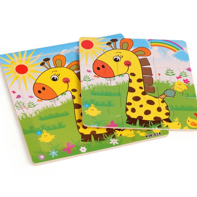 Frühpädagogisches Holztiere-Puzzlebrett für Kinder von 0-3 Jahren - 9-teiliges Lernspielzeug