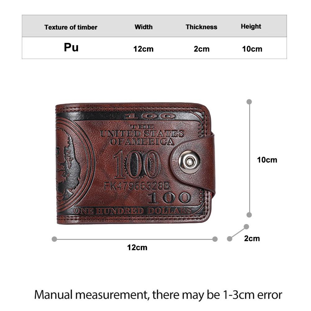 Dollar Bill Embossed PU Leather Wallet Multiple Card Slots Snap Button Closure Waterproof Blocking Travel Business Gift