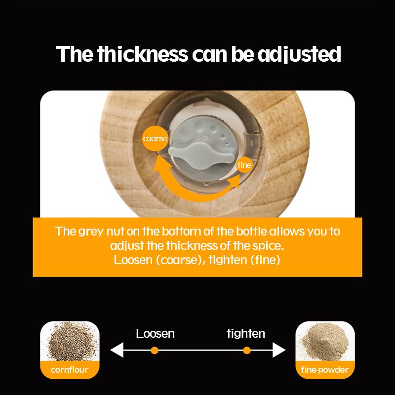 Nordic Style Pepper And Salt Grinder Manual Salt And Pepper Grinder Adjustable Roughness Ceramic Core  Oak Spice Salt Grinder