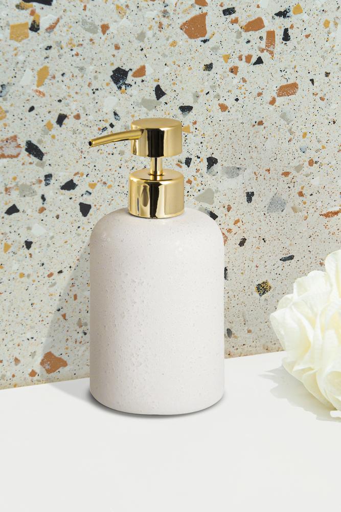 Soap Dispenser 400 Ml AWD INTERIOR 1912 Bonita White Gold Stoneware