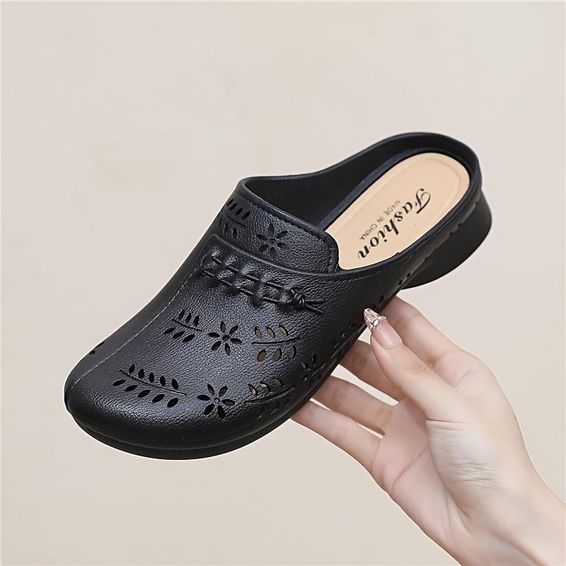 Women's New Slip-on Shoes, Fashionable Hollow-out Floral Design, Soft and Comfortable Sole, Low-heel Casual Slip-ons, Lightweight Wedge Heel