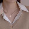 Handmade Minimalist Freshwater Pearl Necklace Women 5-6mm Silver-Tone Geometric Choker With Sterling Pendant