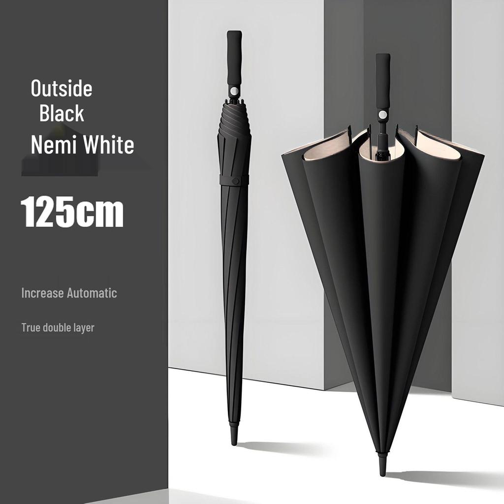 Herren Extra-Großer Doppelschichtiger Regenschirm mit Langem Verstärktem Griff für Zwei oder Drei Personen, Sturmfest und Langlebig.