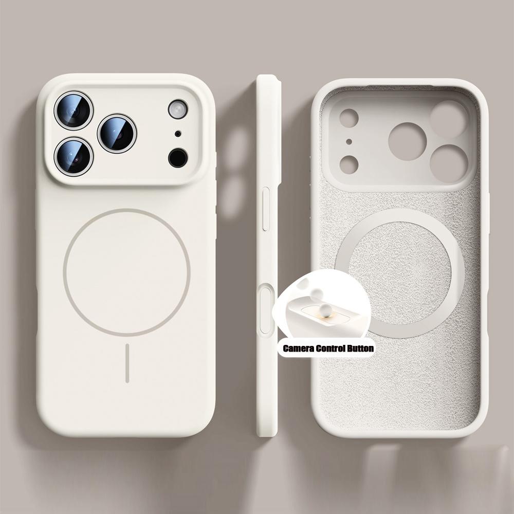 Solid Color Liquid Silicone Magsafe Case for iPhone17 Air 16 15 14 13 12 Pro Max Wireless Charging Camera Lens Protection Cover